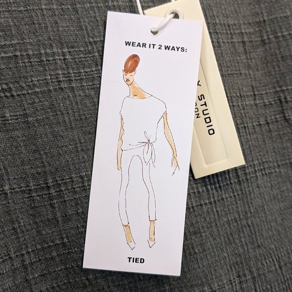 Max Studio Side-Tie Crinkle Knit Top Size 3X Green Short Sleeve Tee-Shirt NWT - Picture 9 of 13